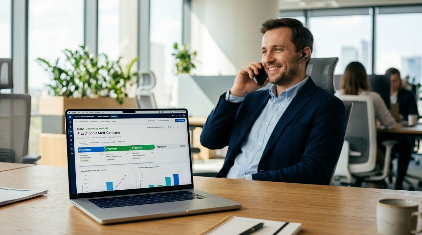 Handlowiec finalizujący powrót klienta w Salesforce CRM